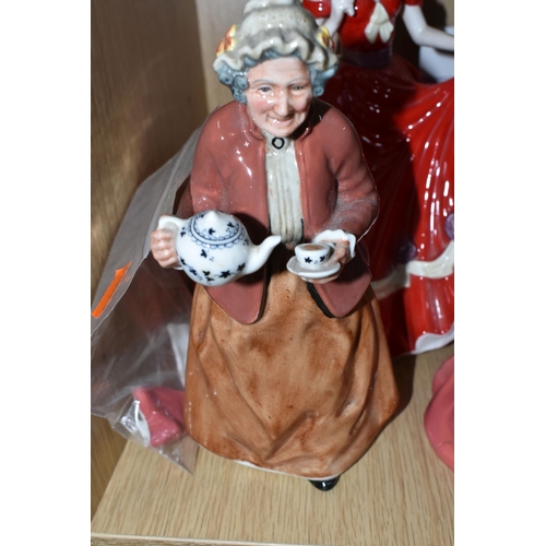 388 - A GROUP OF PORCELAIN FIGURINES, comprising a Royal Doulton 'Forever Autumn' HN5108,   'Teatime' HN22... 