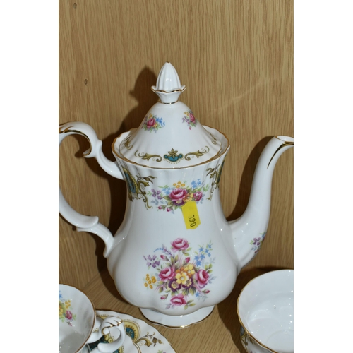 390 - THIRTY SEVEN PIECES OF ROYAL ALBERT 'BERKELEY' PATTERN COFFEE WARE AND TEA WARE, comprising a teapot... 