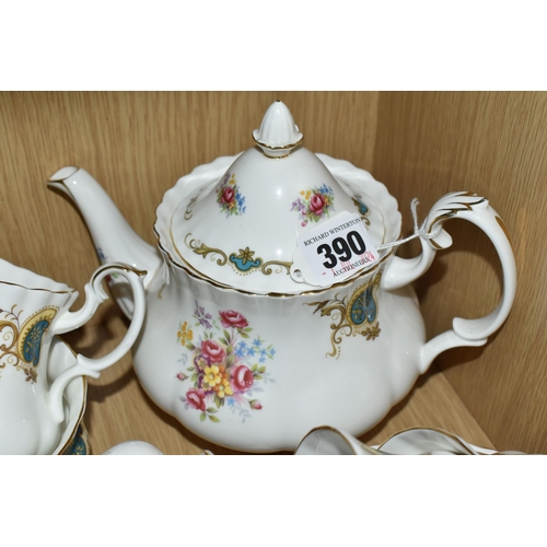 390 - THIRTY SEVEN PIECES OF ROYAL ALBERT 'BERKELEY' PATTERN COFFEE WARE AND TEA WARE, comprising a teapot... 