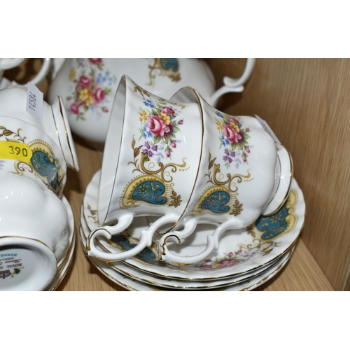 390 - THIRTY SEVEN PIECES OF ROYAL ALBERT 'BERKELEY' PATTERN COFFEE WARE AND TEA WARE, comprising a teapot... 