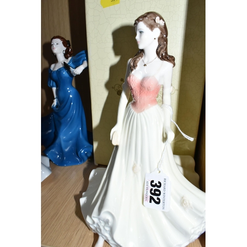 392 - FIVE COALPORT LADIES OF FASHION FIGURINES, comprising a boxed 'Cheryl', 'Bianca', 'Angelica', 'Lorna... 