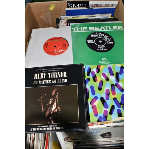 401 - ONE BOX OF SINGLE VINYL 45RPM RECORDS, to include approximately two hundred and fifty record, artist... 