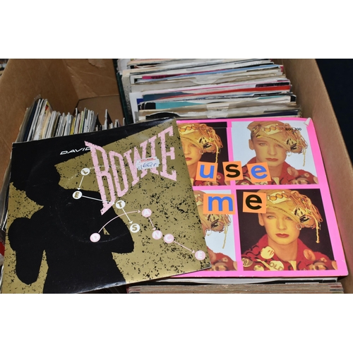 401 - ONE BOX OF SINGLE VINYL 45RPM RECORDS, to include approximately two hundred and fifty record, artist... 