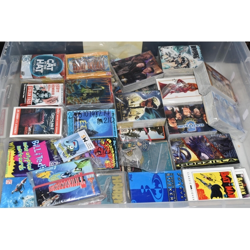 402 - FIVE BOXES OF COLLECTORS CARDS, STICKERS, ETC, collectors cards include Michael Kaluta series 2 fant... 