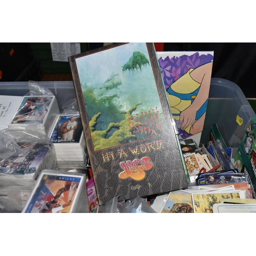 402 - FIVE BOXES OF COLLECTORS CARDS, STICKERS, ETC, collectors cards include Michael Kaluta series 2 fant... 