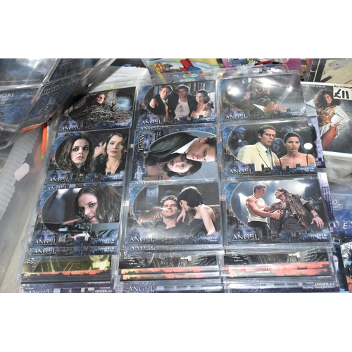 402 - FIVE BOXES OF COLLECTORS CARDS, STICKERS, ETC, collectors cards include Michael Kaluta series 2 fant... 