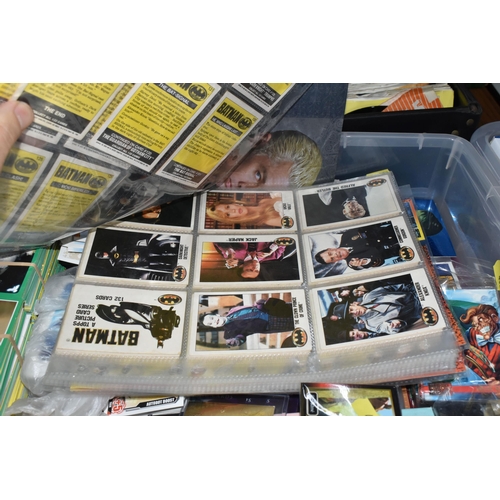 402 - FIVE BOXES OF COLLECTORS CARDS, STICKERS, ETC, collectors cards include Michael Kaluta series 2 fant... 