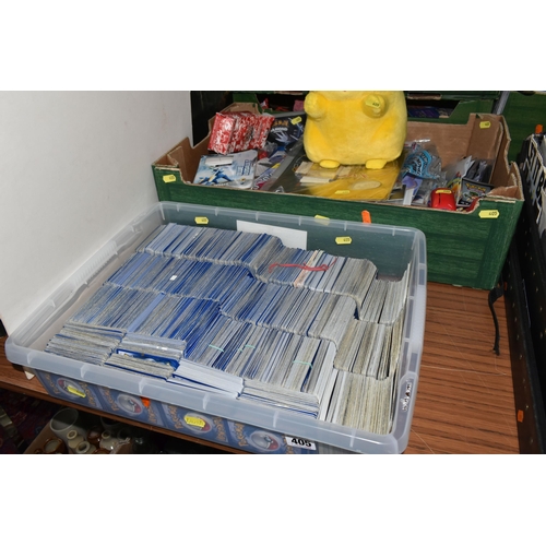 405 - TWO BOXES OF POKEMON CARDS AND MERCHANDISE, includes Pokémon Diamond (DS, boxed) and a sealed Neo Pr... 