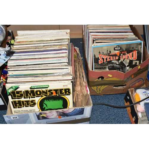 432 - TWO BOXES OF L.P RECORDS, to include artists such as Shirley Bassey, Barry Manilow, Andy Williams, E... 