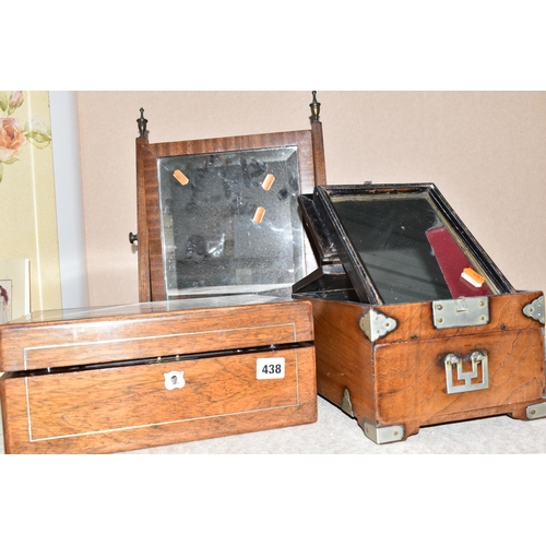 438 - THREE VINTAGE VANITY ACCESSORIES to include a portable travel vanity set comprising original box wit... 