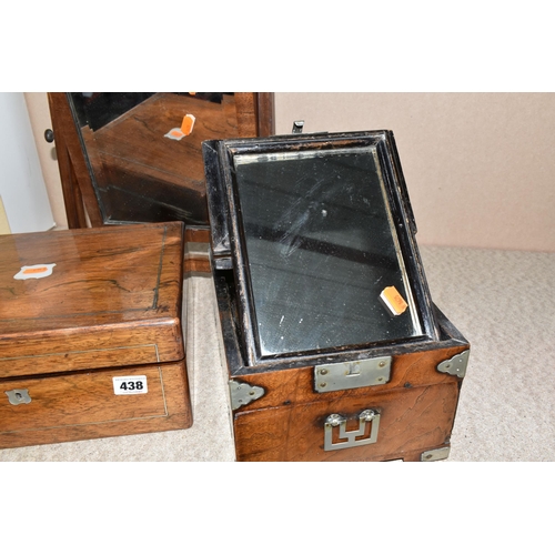 438 - THREE VINTAGE VANITY ACCESSORIES to include a portable travel vanity set comprising original box wit... 