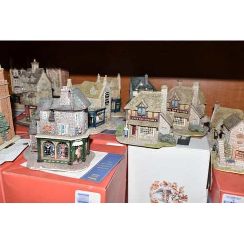 457 - TWENTY SIX LILLIPUT LANE SCULPTURES, including the Village Shops and Victorian Shops series, compris... 