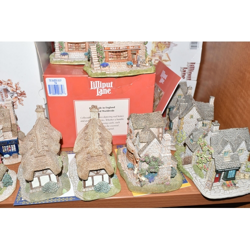 457 - TWENTY SIX LILLIPUT LANE SCULPTURES, including the Village Shops and Victorian Shops series, compris... 