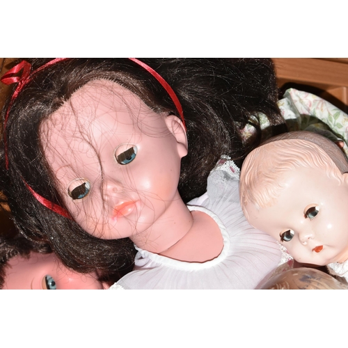 458 - THREE BOXES AND LOOSE DOLLS AND ACCESSORIES, to include bisque doll's heads and parts, heads includi... 