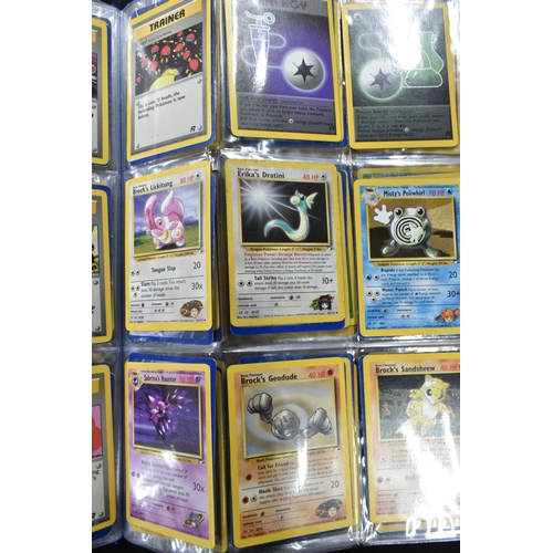 464 - FOLDER OF POKEMON CARDS, approximately 500 cards ranging from Base Set to Skyridge; includes holos, ... 