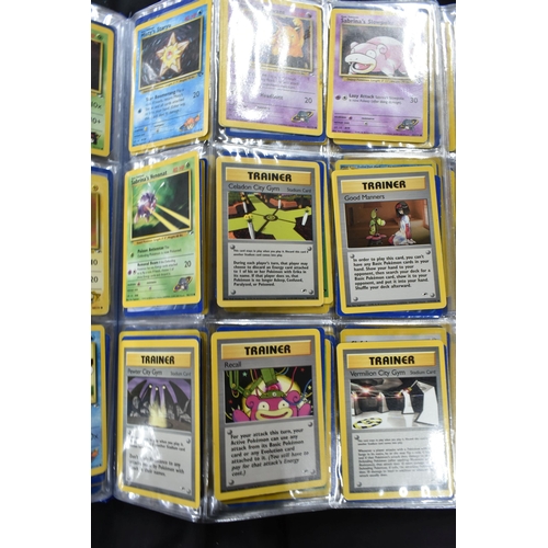 464 - FOLDER OF POKEMON CARDS, approximately 500 cards ranging from Base Set to Skyridge; includes holos, ... 