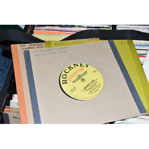 477 - ONE CASE OF SINGLE 45RPM VINYL RECORDS, approximately three hundred records, mostly 1980's and some ... 