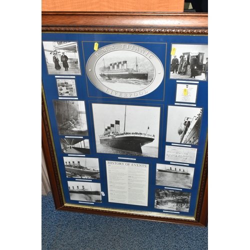 486 - A LARGE COLLECTION OF REPRODUCTION TITANIC MEMORABILIA, to include a framed model of the Titanic 56.... 