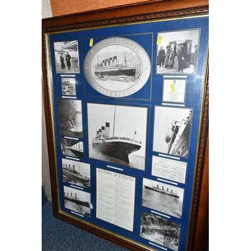 486 - A LARGE COLLECTION OF REPRODUCTION TITANIC MEMORABILIA, to include a framed model of the Titanic 56.... 