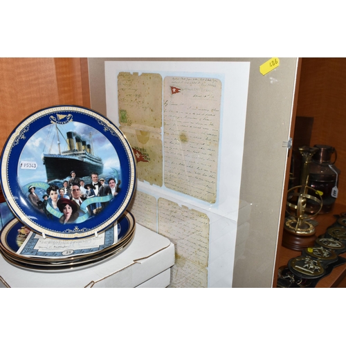 486 - A LARGE COLLECTION OF REPRODUCTION TITANIC MEMORABILIA, to include a framed model of the Titanic 56.... 