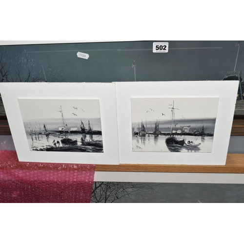 502 - NINE DECORATIVE PICTURES AND PRINTS ETC, comprising a signed limited edition print by Barry Rowe 'Ca... 