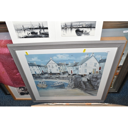 502 - NINE DECORATIVE PICTURES AND PRINTS ETC, comprising a signed limited edition print by Barry Rowe 'Ca... 