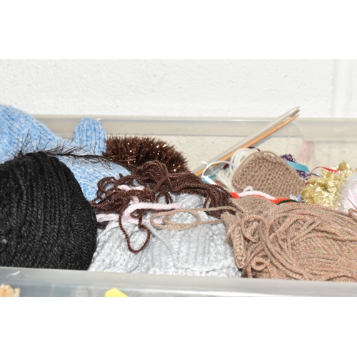 511 - SIX BOXES AND LOOSE EMBROIDERY AND KNITTING SUPPLIES to include a box of lace trimmings, a box of ri... 