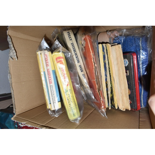 517 - TWO BOXES AND LOOSE MISCELLANEOUS COLLECTABLES to include twenty one Mandeville paralympic mascot ke... 