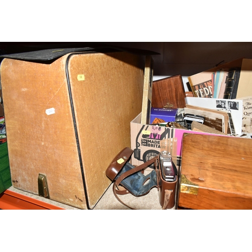 518 - FIVE BOXES AND LOOSE MISCELLANEOUS ITEMS to include a quantity of vintage sheet music, a collection ... 