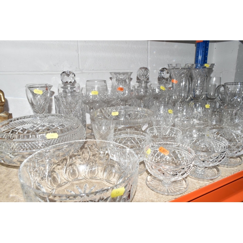 526 - A QUANTITY OF CUT GLASS WARES, to include a set of six brandy glasses, two Royal Brierley wine glass... 