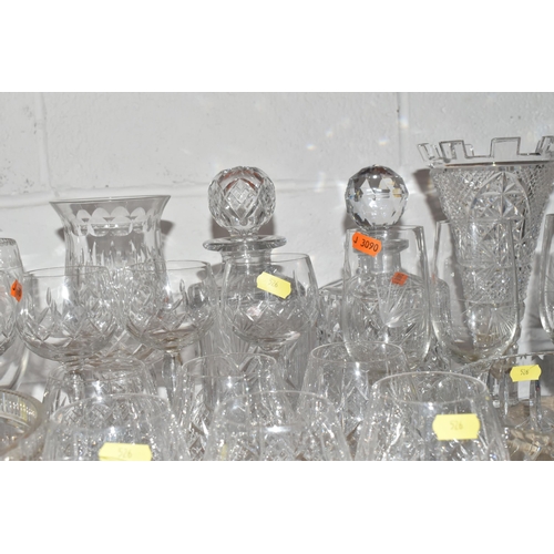 526 - A QUANTITY OF CUT GLASS WARES, to include a set of six brandy glasses, two Royal Brierley wine glass... 