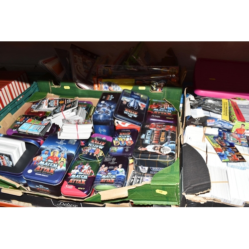 529 - SEVEN BOXES OF TOPPS MATCH ATTACK CARDS ETC, several thousand cards, together with magazines and Mat... 