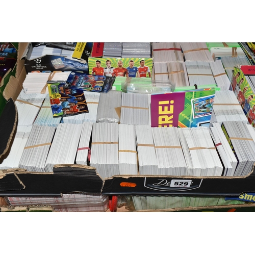 529 - SEVEN BOXES OF TOPPS MATCH ATTACK CARDS ETC, several thousand cards, together with magazines and Mat... 