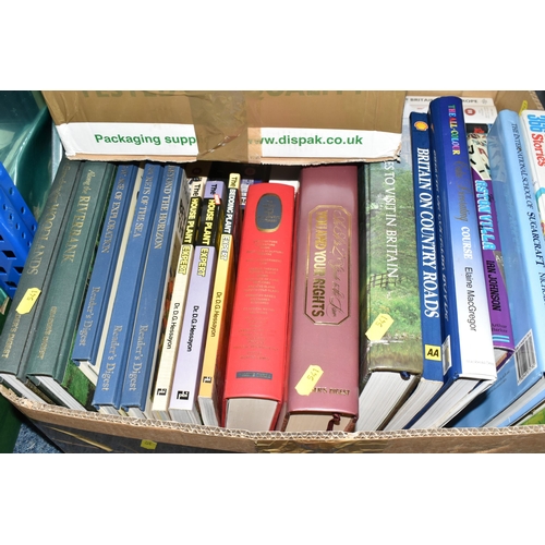 541 - FIVE BOXES OF BOOKS, CDs, DVDs & VHS TAPES, book subjects include gardening, children's, AA guides a... 