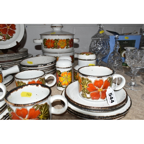 544 - FORTY SEVEN PIECES OF  MID 20TH CENTURY MIDWINTER STONEHENGE 'NASTURTIUM' PATTERN TABLEWARE, compris... 