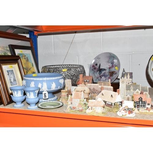 545 - A GROUP OF LILLIPUT LANE COTTAGES, FRAMED PICTURES AND CERAMICS, comprising 'Secret Garden', 'St. La... 