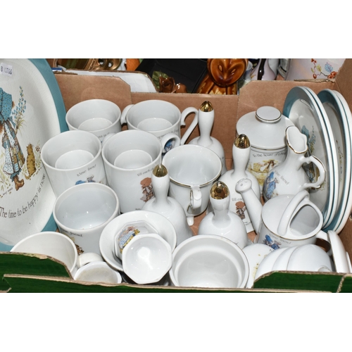 557 - SIX BOXES OF CERAMICS, ORNAMENTS AND GLASSWARE,  to include a Denby 'Castile Blue' design pitcher, m... 