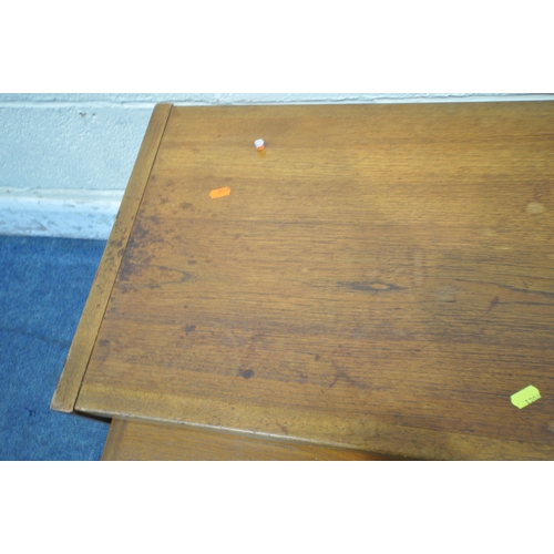 1204 - A MID CENTURY TEAK NEST OF THREE TABLES, largest table width 99cm x depth 43cm x height 42cm, along ... 