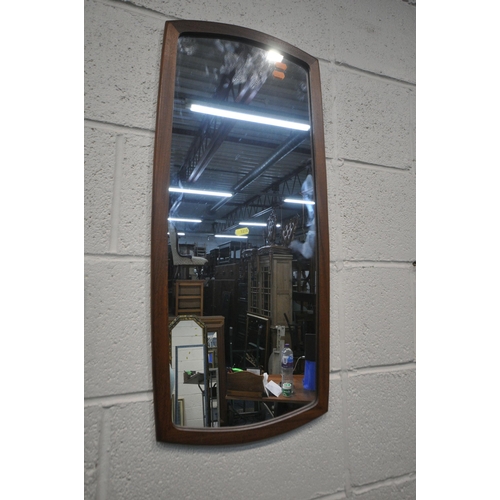 1210 - A GILT FRAMED RECTANGULAR BEVELLED EDGE WALL MIRROR, 104cm x 75cm, an oval gilt frame mirror, a teak... 