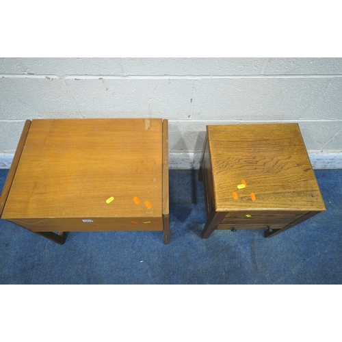 1213 - A MID CENTURY TEAK SEWING TABLE, with a hinged lid, width 53cm x depth 38cm x height 49cm, along wit... 