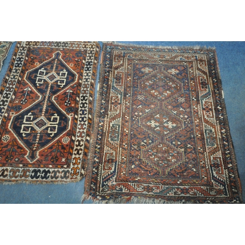 1260 - FOUR SMALL RECTANGULAR PERSIAN RUGS, varying in sizes, styles, patterns, etc, 130cm x 103cm (conditi... 