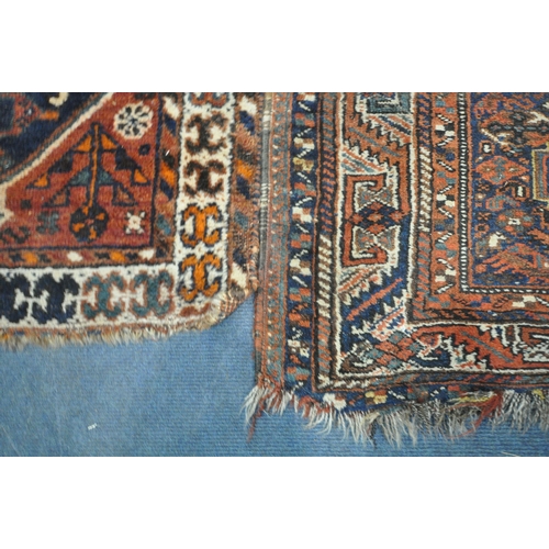 1260 - FOUR SMALL RECTANGULAR PERSIAN RUGS, varying in sizes, styles, patterns, etc, 130cm x 103cm (conditi... 