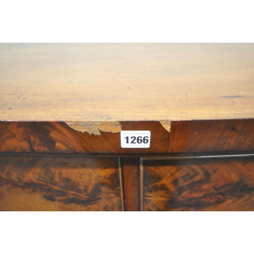 1266 - A VICTORIAN FLAME MAHOGANY BOWFRONT SCOTTISH CHEST, with rounded front corners, octagonal pillars, f... 