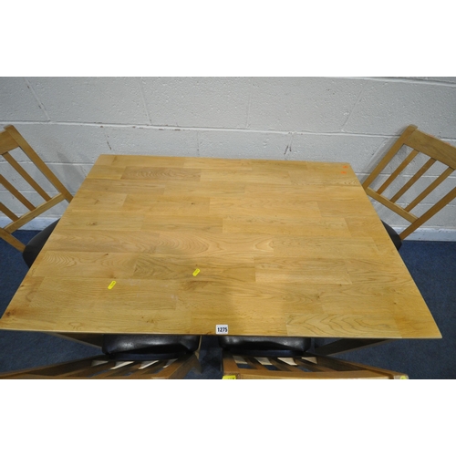 1275 - A MODERN RECTANGULAR TABLE, length 118cm x depth 76cm x height 76cm, along with a set of four chairs... 