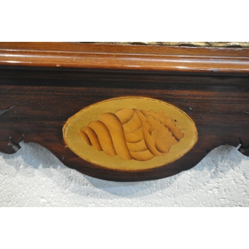 1280 - A 19TH CENTURY MAHOGANY FRETWORK BEVELLED EDGE WALL MIRROR, the crest depicting a majestic bird, the... 