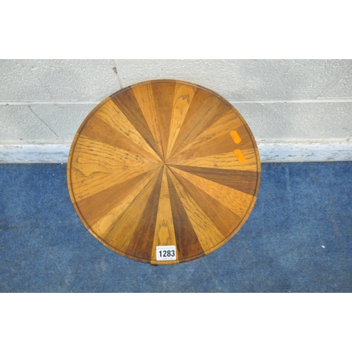 1283 - A 20TH CENTURY SPECIMEN TRIPOD TABLE, with a dish circular top, turned support, raised on three legs... 