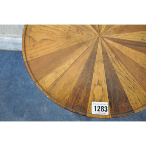 1283 - A 20TH CENTURY SPECIMEN TRIPOD TABLE, with a dish circular top, turned support, raised on three legs... 