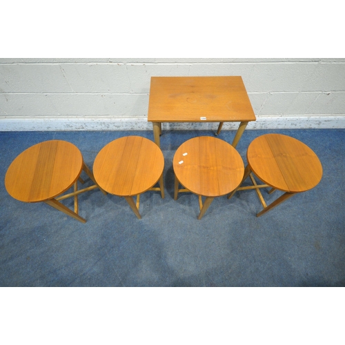 1294 - POSSIBLY POUL HUNDEVAD FOR NOVY DOMOV, A MID CENTURY TEAK NEST OF FIVE TABLES, largest table width 6... 