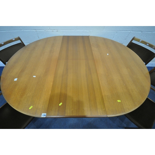 1296 - A H MCINTOSH, A MID CENTURY TEAK EXTENDING DINING TABLE, extended length 168cm x diameter 123cm x he... 