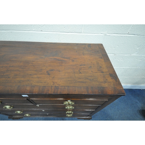 1330 - A GEORGIAN MAHOGANY CHEST OF TWO SHORT OVER THREE LONG DRAWERS, with ivory escutcheons, replacement ... 